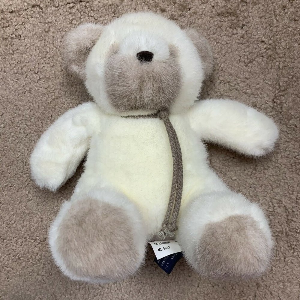 Vintage 1986 White Plush Teddy Bear by Moonbeam Toys 10" 80s Sitting Kawaii GUC